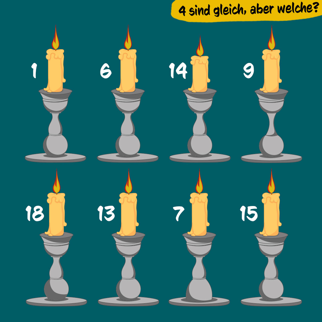 4 Kerzen sind gleich, aber welche? größer