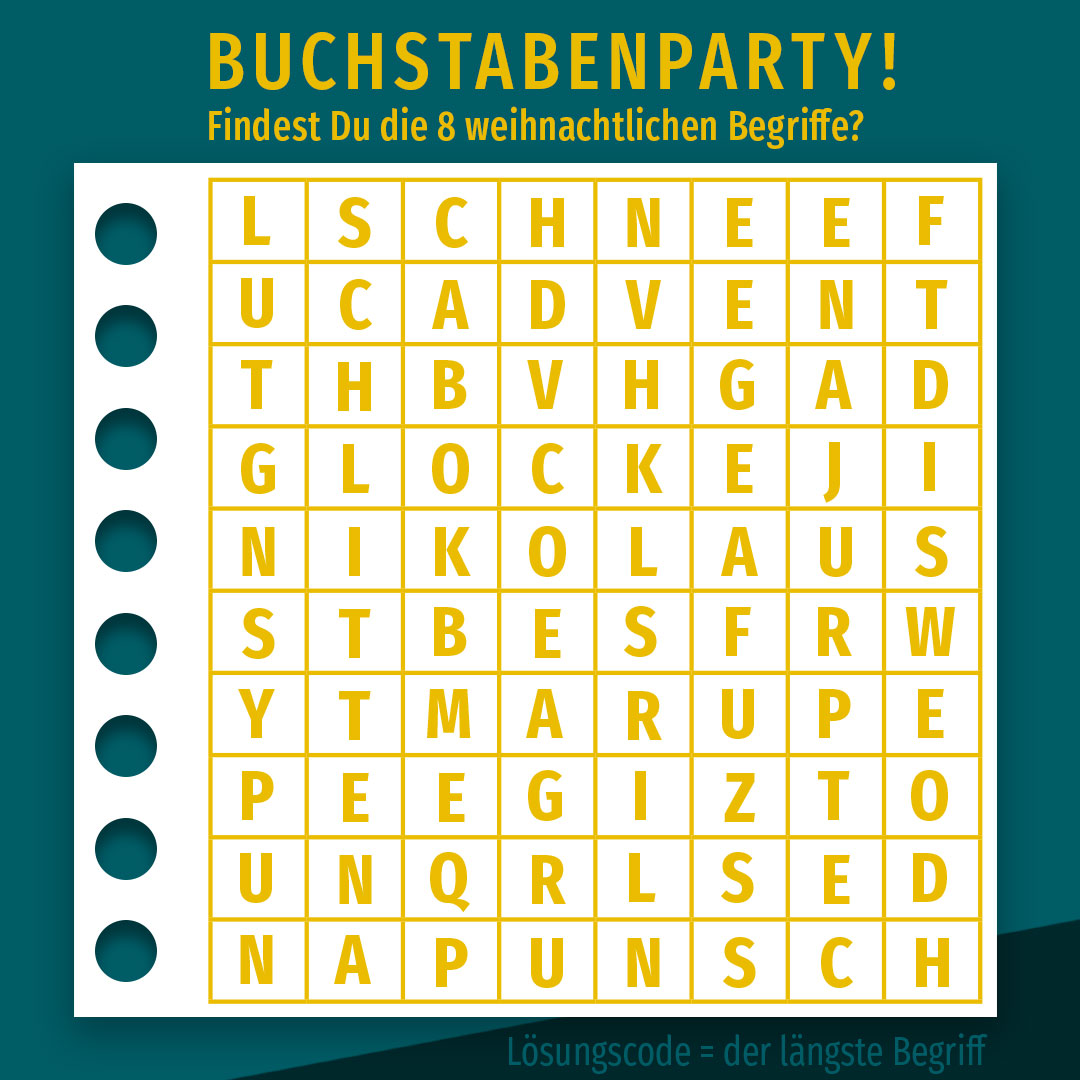 BUCHSTABENPARTY - Findest du die 8 Begriffe?