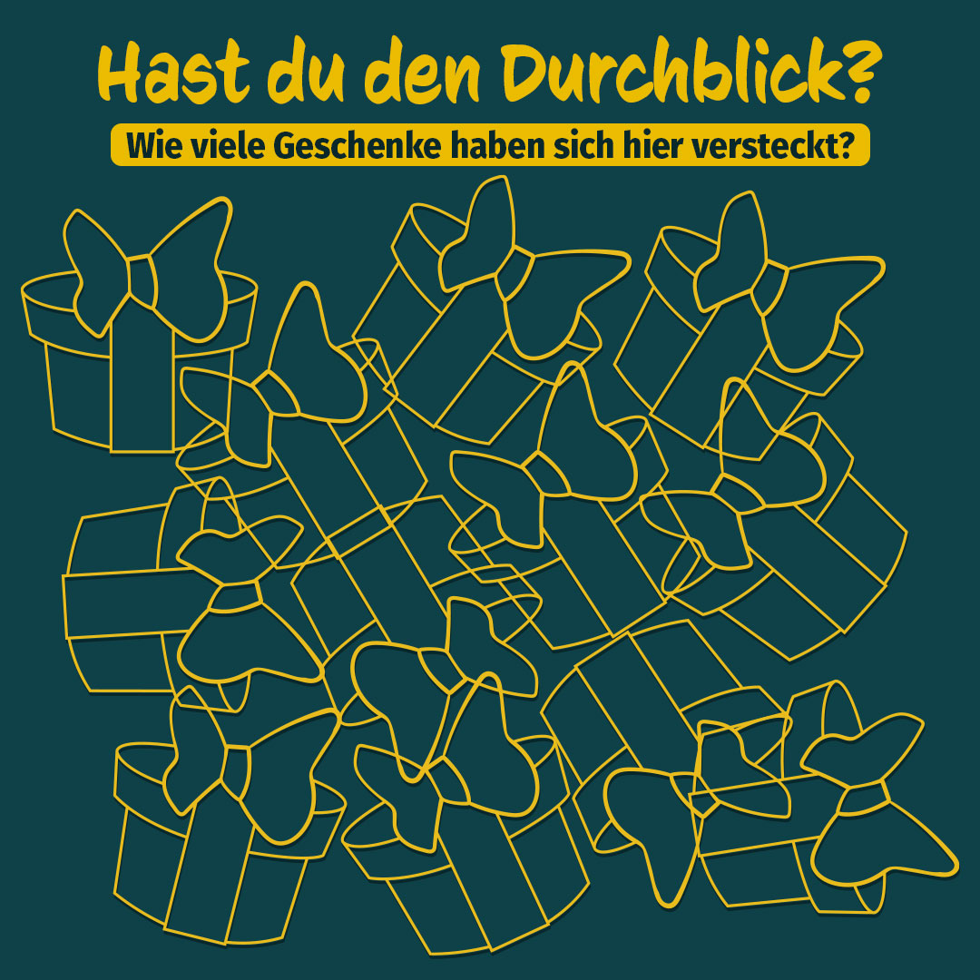 Hast du den Durchblick? Wie viele Geschenke sind hier?