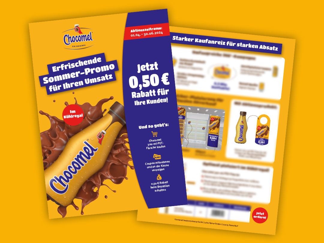 Chocomel, Sommer-POS, Salesfolder und Werbemittel, Chocomel, Sommer-POS, Salesfolder und Werbemittel,