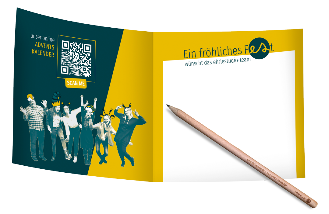 Weihnachtskarte und Stift von ehrlestudio Werbeagentur