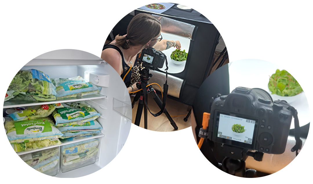 Blick hinter die Kulissen des Food-Fotoshootings für den Markenrelaunch der Salatlinie.