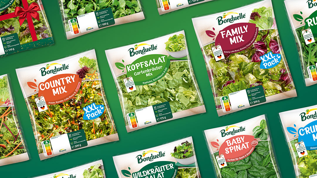 Header-Visual des neuen Bonduelle Salat-Packaging Designs als Teil des Markenrelaunches.