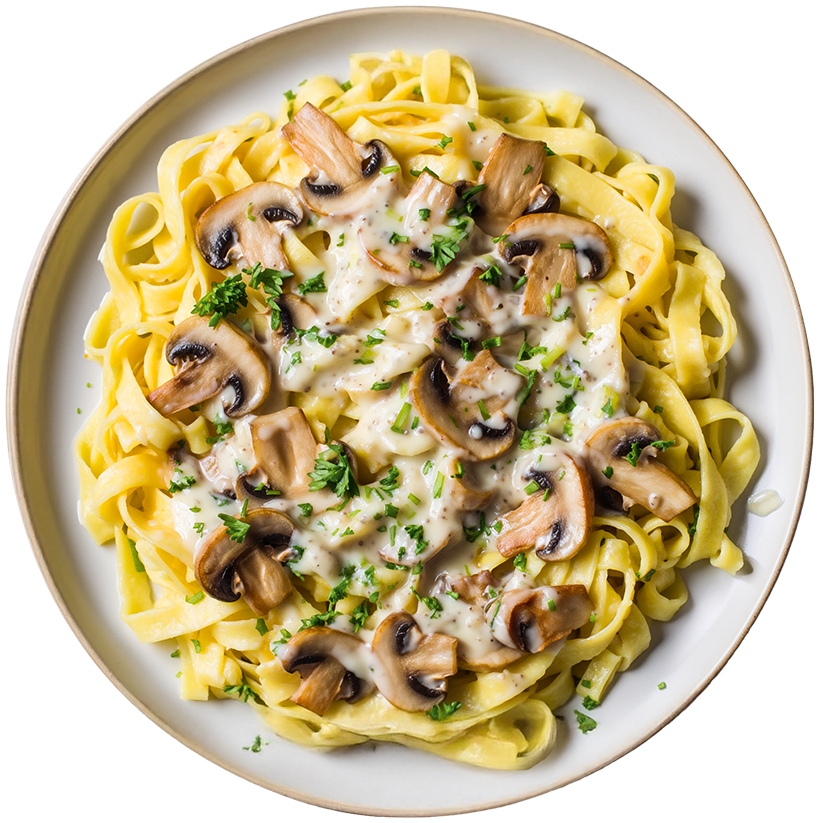 Vegetarische Spätzlepfanne mit Champignons in cremiger Rahmsoße – Rezept & Game der Woche KW07.