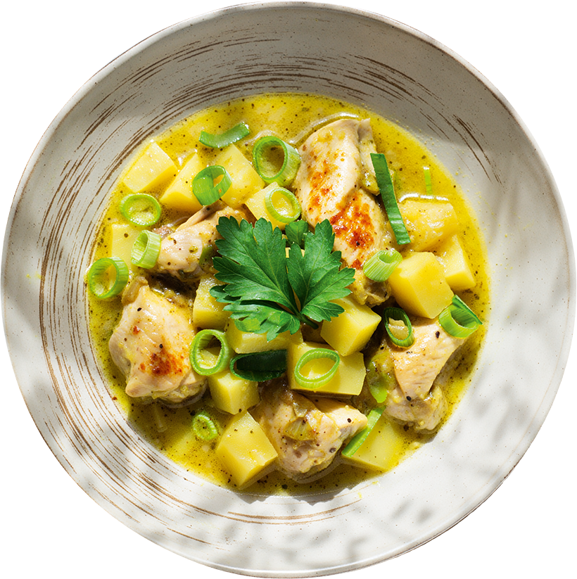 Hähnchen-Eintopf mit Lauch, Kartoffeln und cremiger Frischkäse-Sauce – Rezept & Game der Woche KW10.