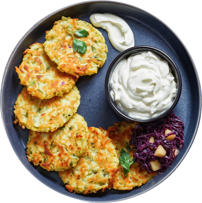 Gnocchi mit Brokkoli in cremiger Sauce auf grünem Teller – vegetarisches Pfannengericht