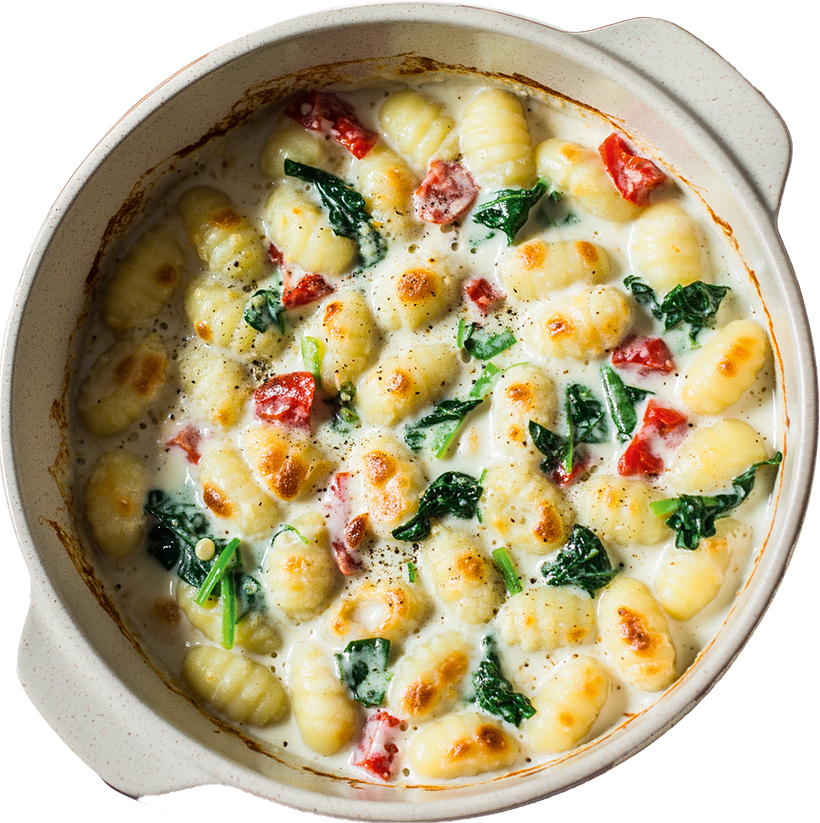 Gnocchi-Auflauf mit Frischkäse, Spinat & Tomaten